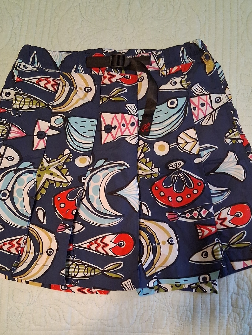 Navy Fish-Print Women's Skort - Casual Beach Style